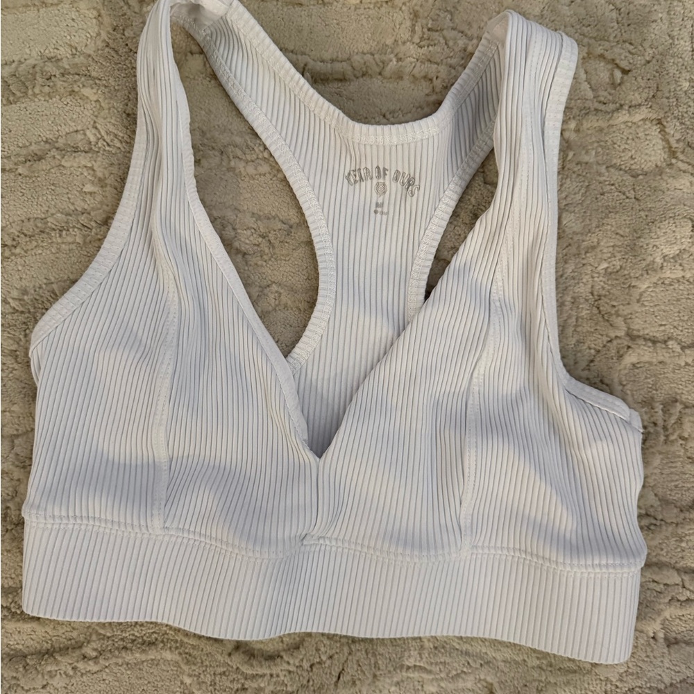 Year of Ours White Ribbed Sports Bra